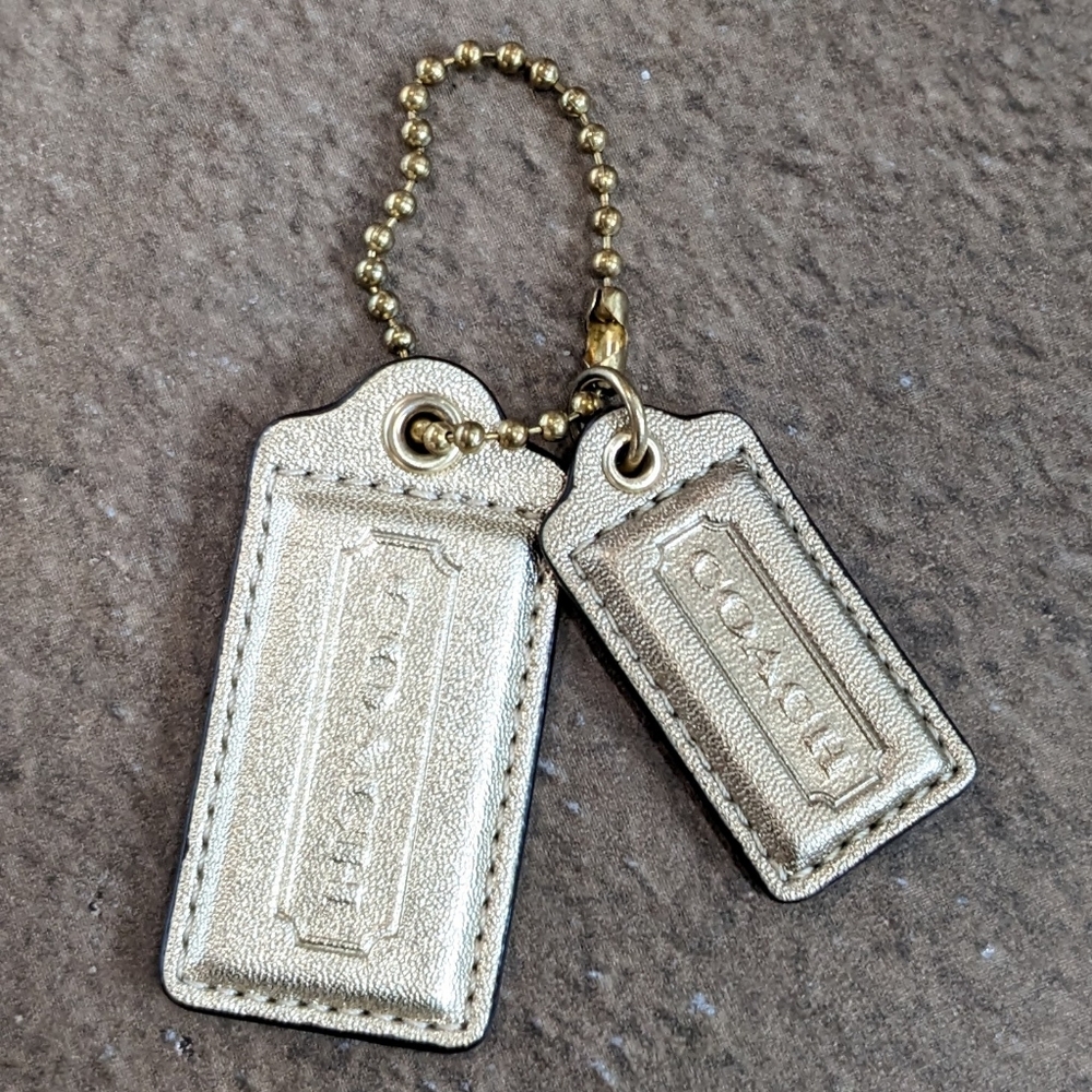 Coach Bag Charm Golden Set Of 2 Large And Small Brass Tone Chain - Picture 2 of 8